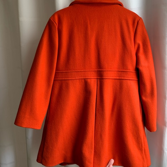 Gymboree girls orange wool blend pea coat. Brass buttons size XS (3-4) winter - Picture 7 of 8